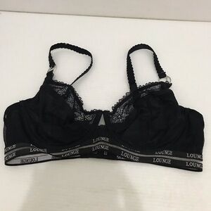 Lounge Black Lace Underwire Bralette - Size 34D